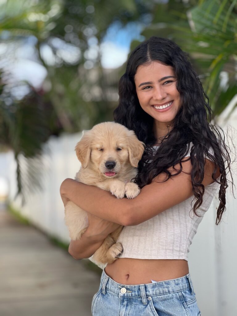 Vivi with a puppy from a local breeder, Hawaii Goldens